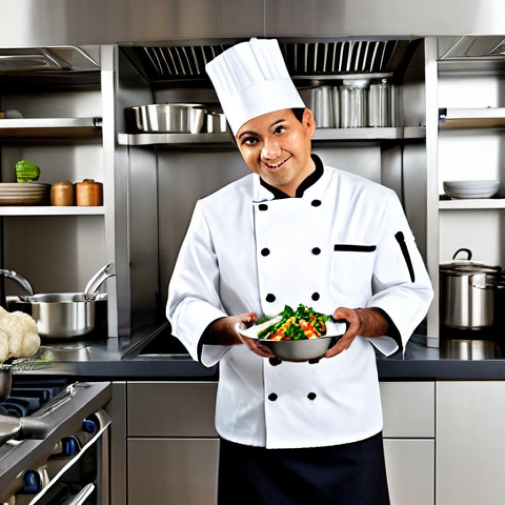 Multicultural Chef**

A professional chef in a clean, modern kitchen, fully clothed in a chef's uniform, preparing a fusion dish with ingredients from around the world. The dish features both Italian and East Asian elements, with colorful vegetables and herbs. Background shows a well-stocked pantry and gleaming stainless steel appliances. Perfect anatomy, correct proportions, natural pose. Safe for work, appropriate content, fully clothed, professional, family-friendly. Professional food photography style, high resolution.

**