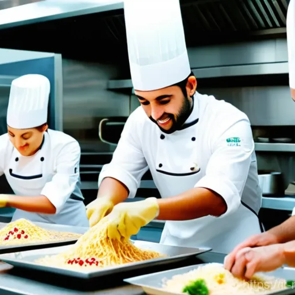 다문화 요리사 네트워킹 팁 - **Prompt 1: A Dynamic Multicultural Kitchen Collaboration**
    A wide shot of a modern, bustling pr...