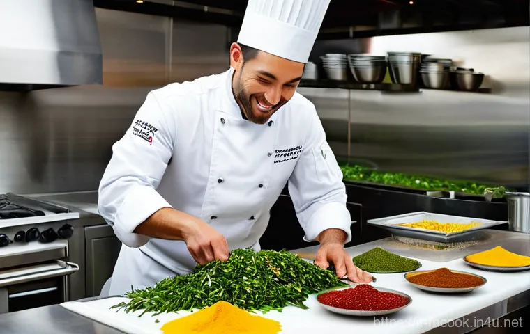 다문화 요리사 자격증 보유자의 장점 - **Prompt 1: The Artisan of Fusion Flavors**
A male chef, mid-30s, with a warm, inviting smile, s...