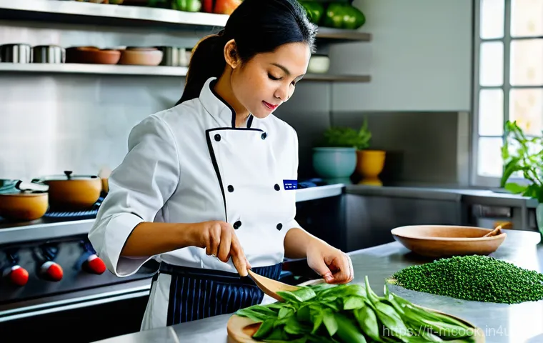 다문화 요리사 자격증 취득비용 - **A passionate, young female chef (of Italian descent), wearing a crisp, modern chef's jacket and ap...
