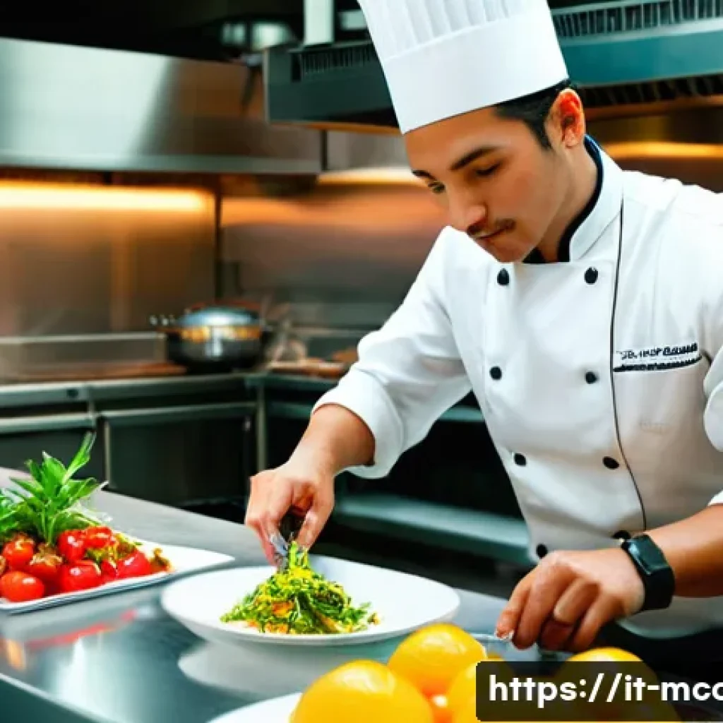 다문화 요리사 면접 준비 전략 - **Prompt:** A skilled, passionate chef, either male or female, with intense focus in a modern, profe...