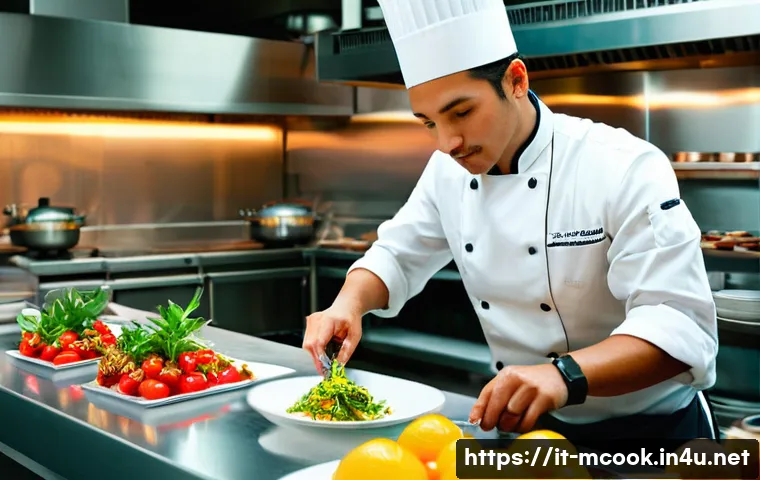 다문화 요리사 면접 준비 전략 - **Prompt:** A skilled, passionate chef, either male or female, with intense focus in a modern, profe...