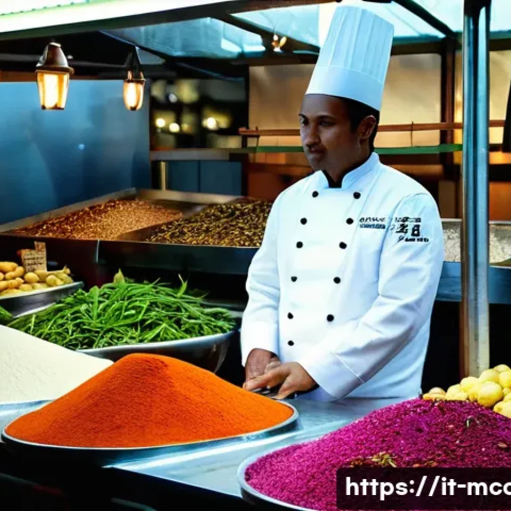 다문화 요리사 시험 대비 학습법 - **"Sensory Journey of Global Ingredients"**
    A professional chef, of diverse ethnicity, wearing a...