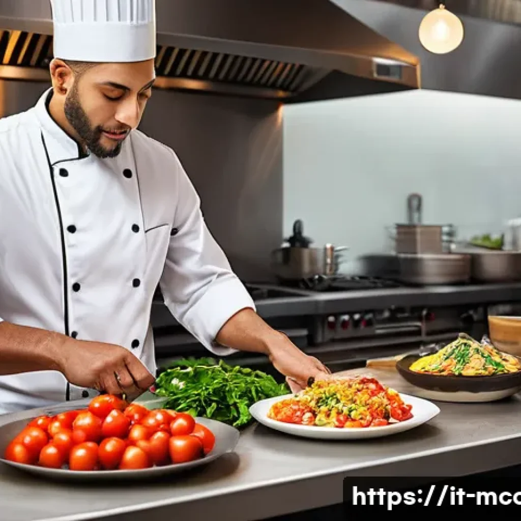 다문화 요리사와 요리의 심리학 - A multicultural chef in a modern urban kitchen, passionately preparing a vibrant fusion dish that co...