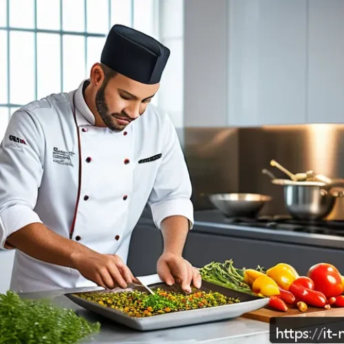 Home 31 다문화 요리사의 글로벌 시장 진출 - A vibrant, modern kitchen scene showcasing a multicultural chef—wearing stylish professional chef’s ...