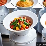 Home 18 다문화 요리사 경력 전환 사례 - A vibrant, modern Italian kitchen bustling with multicultural chefs collaborating: a North African c...
