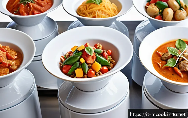 다문화 요리사 경력 전환 사례 - A vibrant, modern Italian kitchen bustling with multicultural chefs collaborating: a North African c...